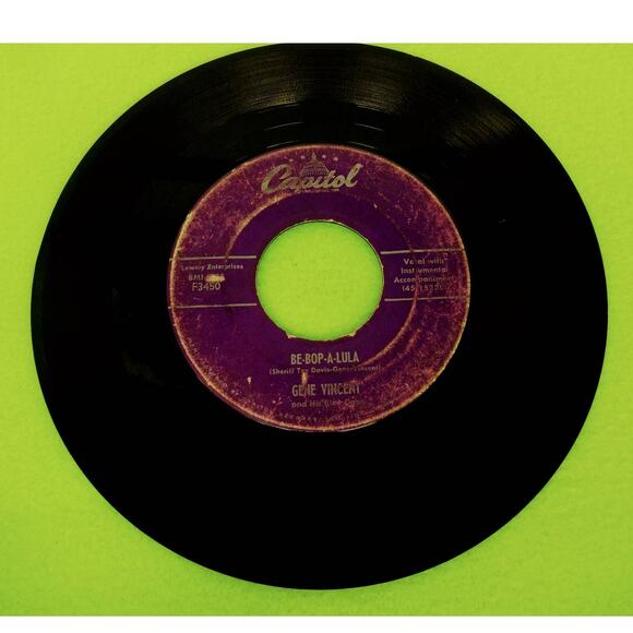 Gene‎ Vincent - Be-Bop-A-Lula - Woman Love - Capitol F3450 45rpm Vinyl Record 7" - Picture 2 of 6